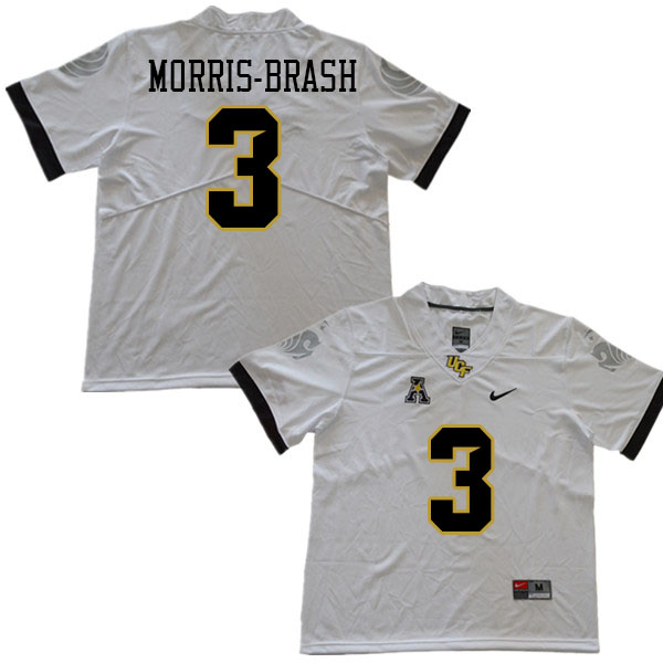 Men #3 Tre'mon Morris-Brash UCF Knights College Football Jerseys Stitched Sale-White - Click Image to Close
